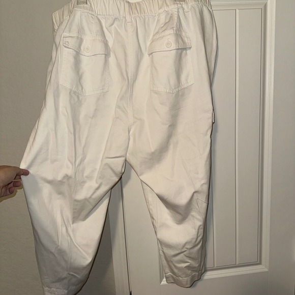Talbots Supersoft Cargo Pants White Woman's Size 20WP Cotton Linen Blend Summer - Picture 2 of 12
